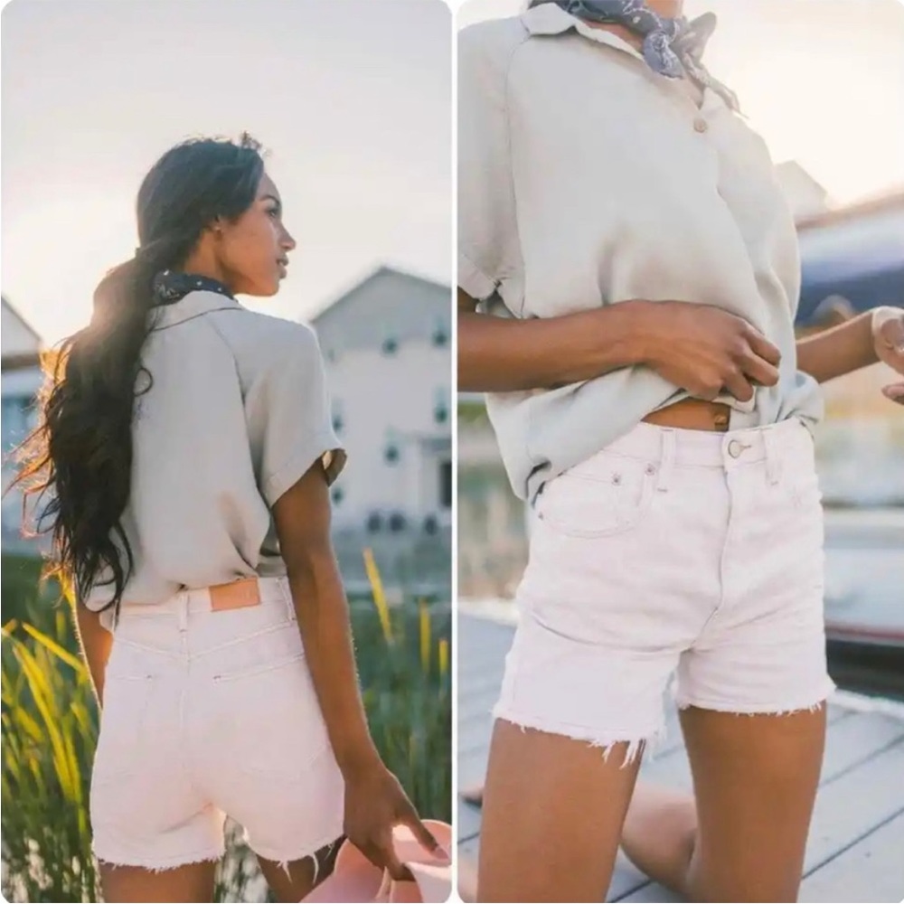 NWT Pistola Maeve Super High Rise Cutoff Cream Shorts 27